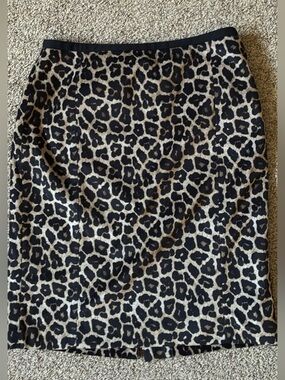 Liz Claiborne Leopard Print Pencil Skirt in Black and Tan